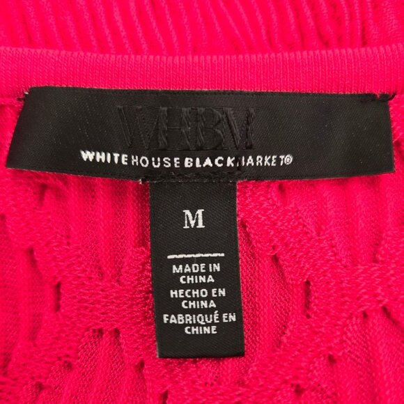 White House Black Market Pink Smocked Peplum Sleeveless Knit Top Size M - Picture 10 of 12